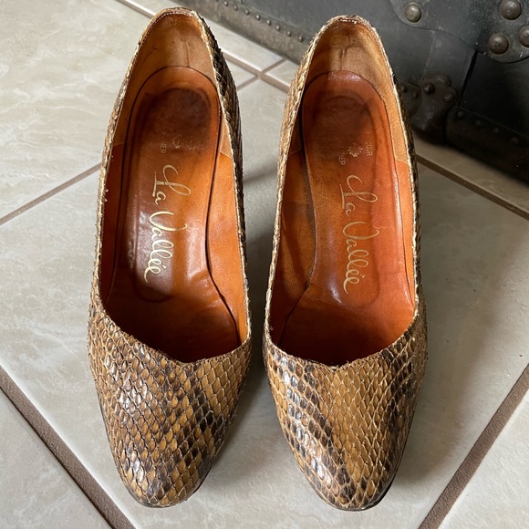 Vintage Genuine Snakeskin Leather Stiletto Pumps High Heels - Picture 5 of 11